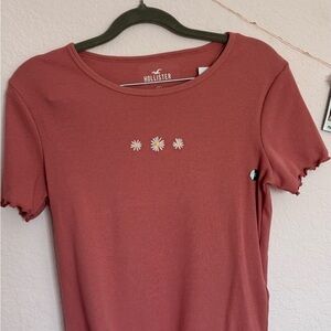 Hollister Pink Fitted Ribbed Short Sleeve T-Shirt